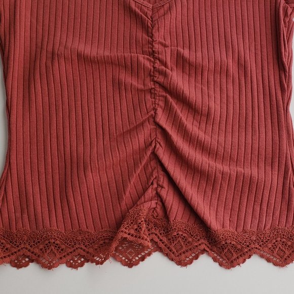 PINK ROSE Front Drawstring lace Short Sleeve Top - Picture 3 of 5